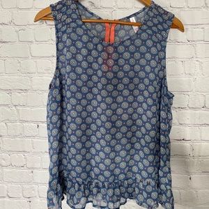 Xhilaration women’s sleeveless top, XL sheer blue